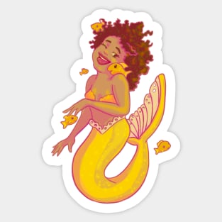 Golden fish mermaid Sticker